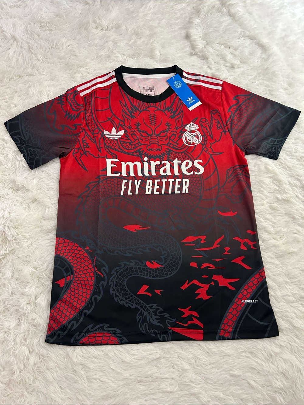 adidas Red & Black Dragon Graphic Men's Soccer Jersey